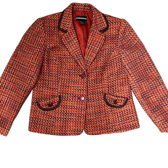 Women’s Requirements orange tweed blazer Size 16 - Picture 1 of 8